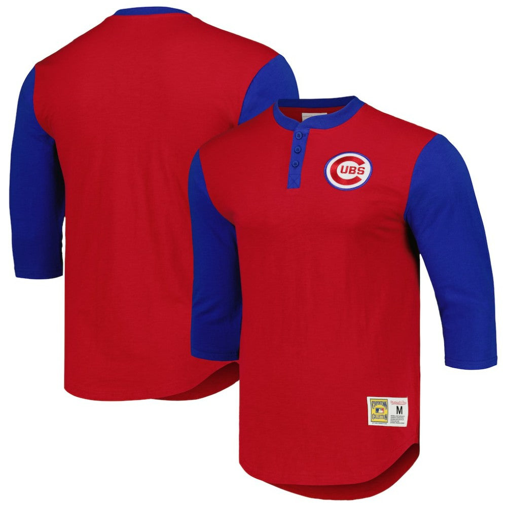 Chicago Cubs Mitchell & Ness Cooperstown Collection Legendary Slub Henley 3/4-Sleeve T-Shirt | MLB Discount