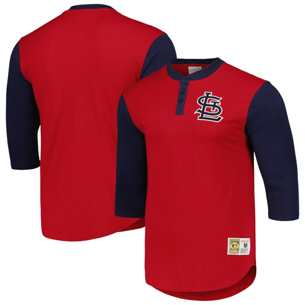 St. Louis Cardinals Mitchell & Ness Cooperstown Collection Legendary Slub Henley 3/4-Sleeve T-Shirt | MLB Online