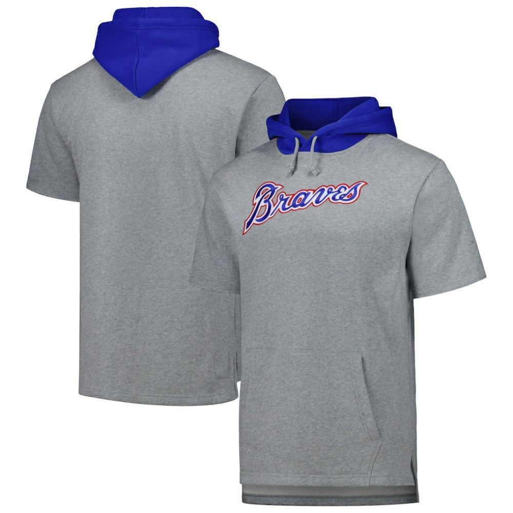 Atlanta Braves Mitchell & Ness Postgame Short Sleeve Pullover Hoodie | MLB Discount