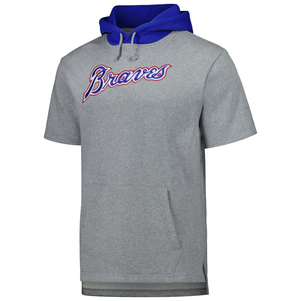 Atlanta Braves Mitchell & Ness Postgame Short Sleeve Pullover Hoodie | MLB Discount