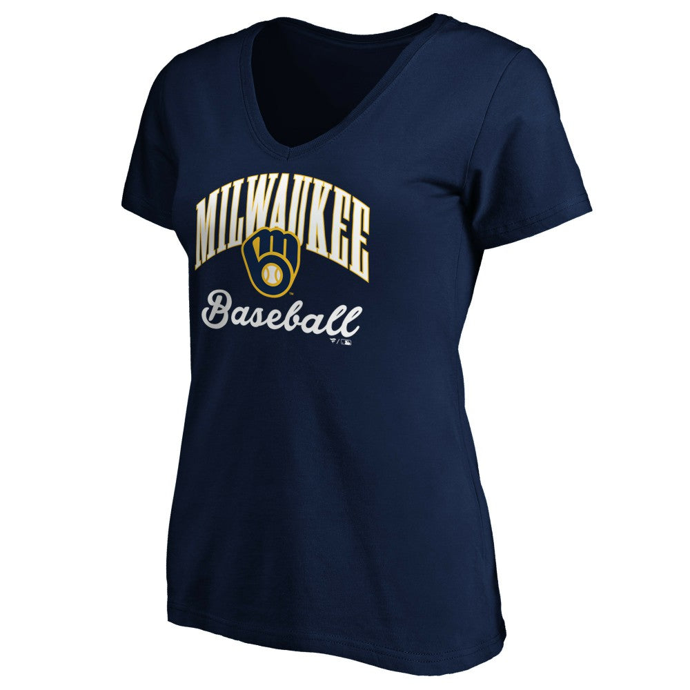 Milwaukee Brewers Women's Core Victory Script V-Neck T-Shirt | MLB Online