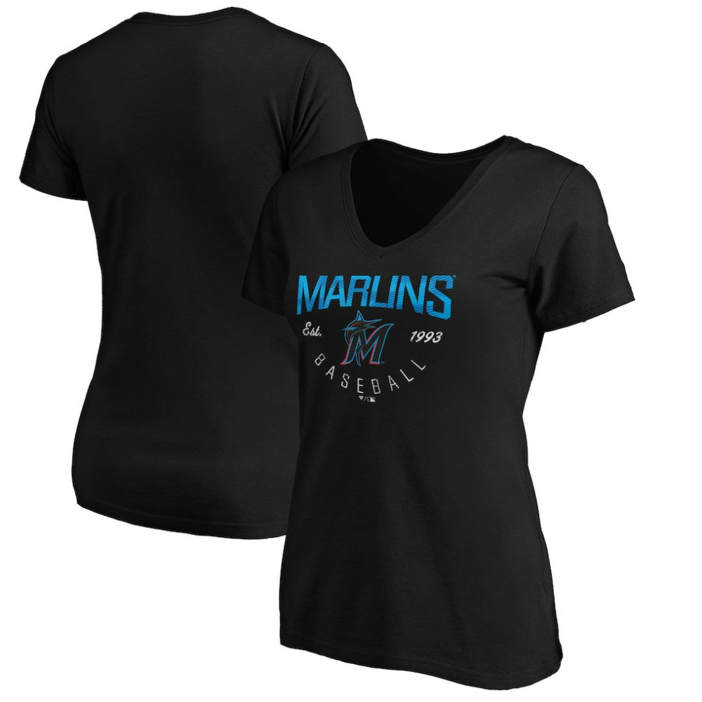 Miami Marlins Women's Core Live For It V-Neck T-Shirt | MLB Discount