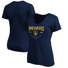 Milwaukee Brewers Women's Core Live For It V-Neck T-Shirt | MLB New