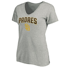 San Diego Padres Women's Core Team Lock Up Wordmark V-Neck T-Shirt | MLB For sale