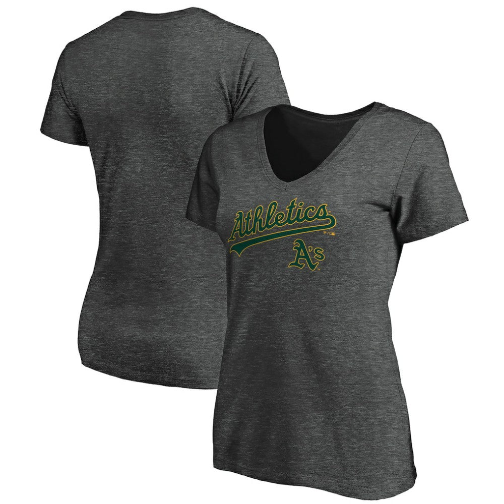 Athletics Women's Core Team Lock Up V-Neck T-Shirt | MLB New
