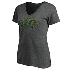 Athletics Women's Core Team Lock Up V-Neck T-Shirt | MLB New