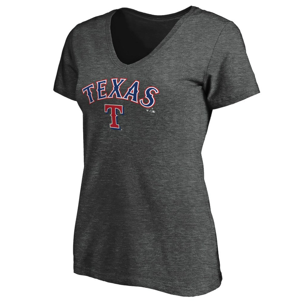 Texas Rangers Women's Core Team Lock Up Wordmark V-Neck T-Shirt | MLB Online