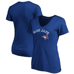 Toronto Blue Jays Women's Core Team Lock Up Wordmark V-Neck T-Shirt | MLB Sale