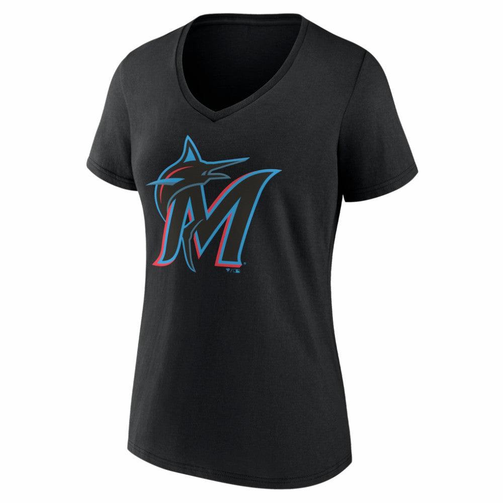 Miami Marlins Women's Logo V-Neck T-Shirt | MLB New