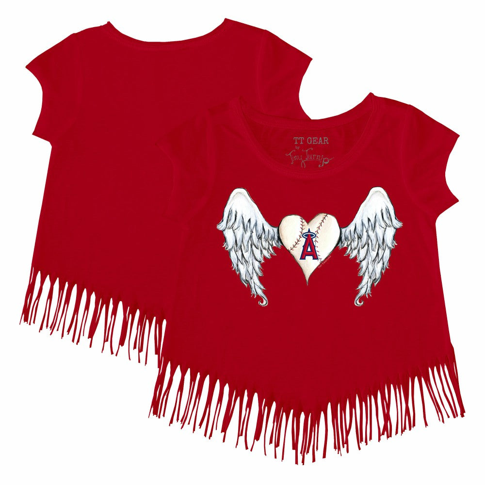 Los Angeles Angels Tiny Turnip Girls Youth Angel Wings Fringe T-Shirt | MLB For sale