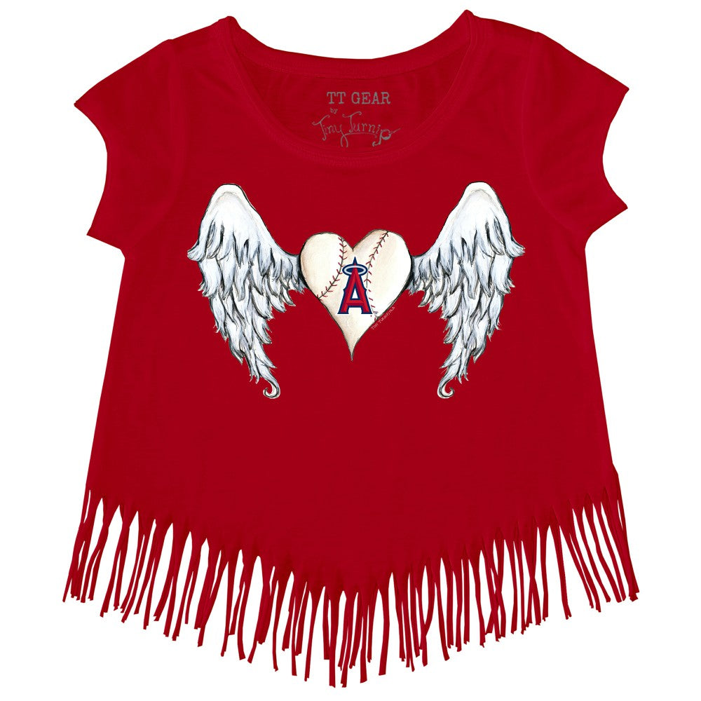 Los Angeles Angels Tiny Turnip Girls Youth Angel Wings Fringe T-Shirt | MLB For sale