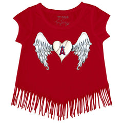 Los Angeles Angels Tiny Turnip Girls Youth Angel Wings Fringe T-Shirt | MLB For sale