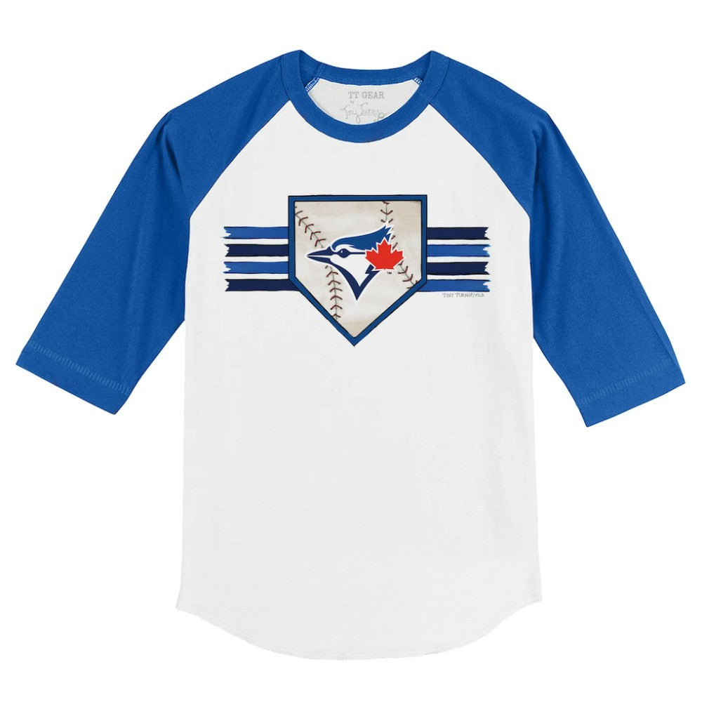 Toronto Blue Jays Tiny Turnip Youth Base Stripe 3/4-Sleeve Raglan T-Shirt | MLB On Sale