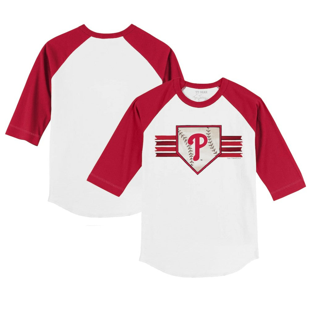 Philadelphia Phillies Tiny Turnip Youth Base Stripe 3/4-Sleeve Raglan T-Shirt | MLB New