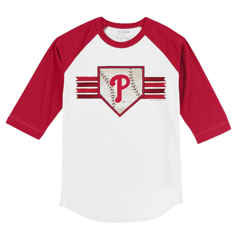 Philadelphia Phillies Tiny Turnip Youth Base Stripe 3/4-Sleeve Raglan T-Shirt | MLB New