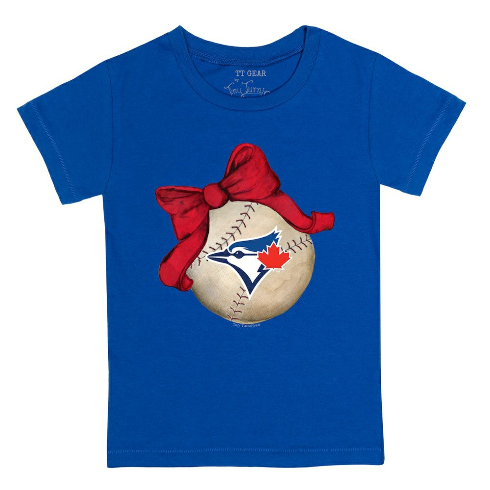 Toronto Blue Jays Tiny Turnip Youth Baseball Bow T-Shirt | MLB Outlet