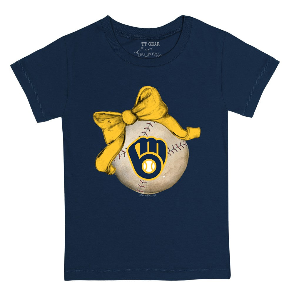Milwaukee Brewers Tiny Turnip Youth Baseball Bow T-Shirt | MLB Online