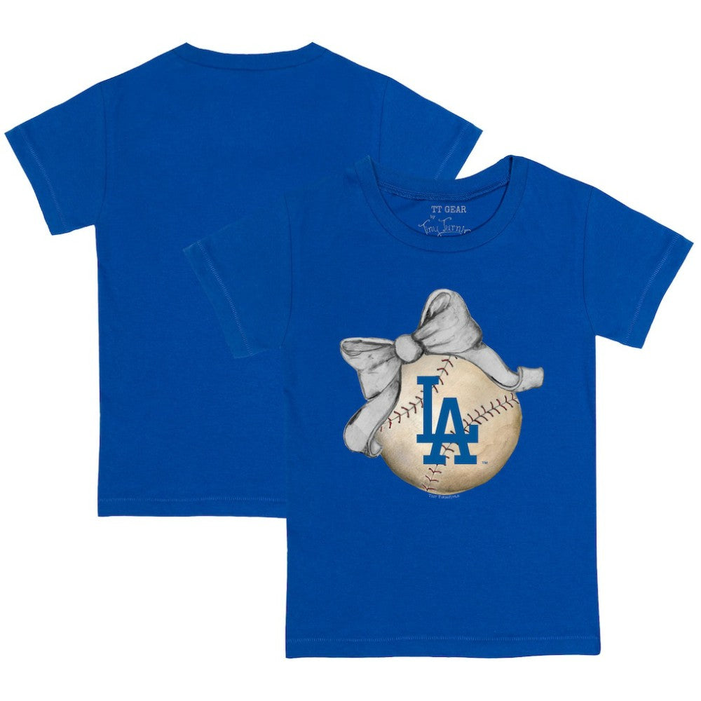 Los Angeles Dodgers Tiny Turnip Youth Baseball Bow T-Shirt | MLB Outlet