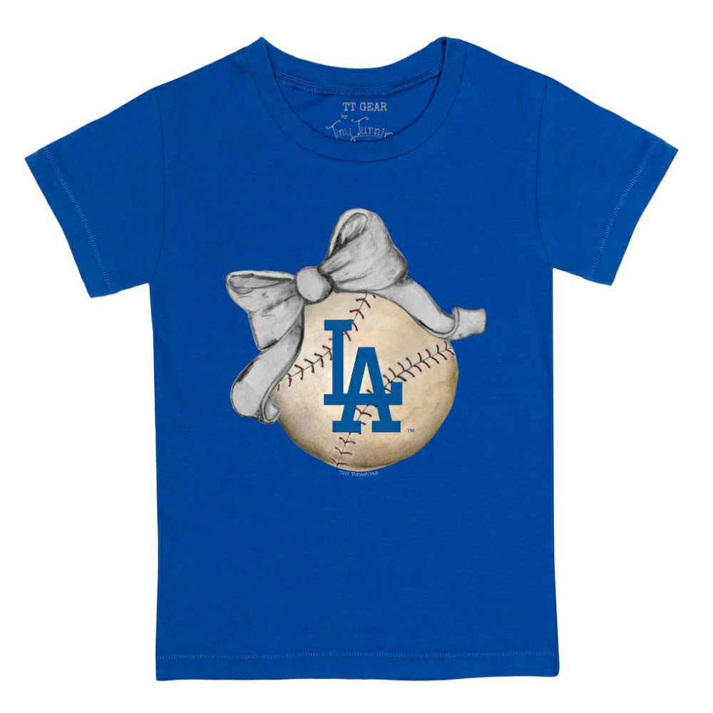 Los Angeles Dodgers Tiny Turnip Youth Baseball Bow T-Shirt | MLB Outlet