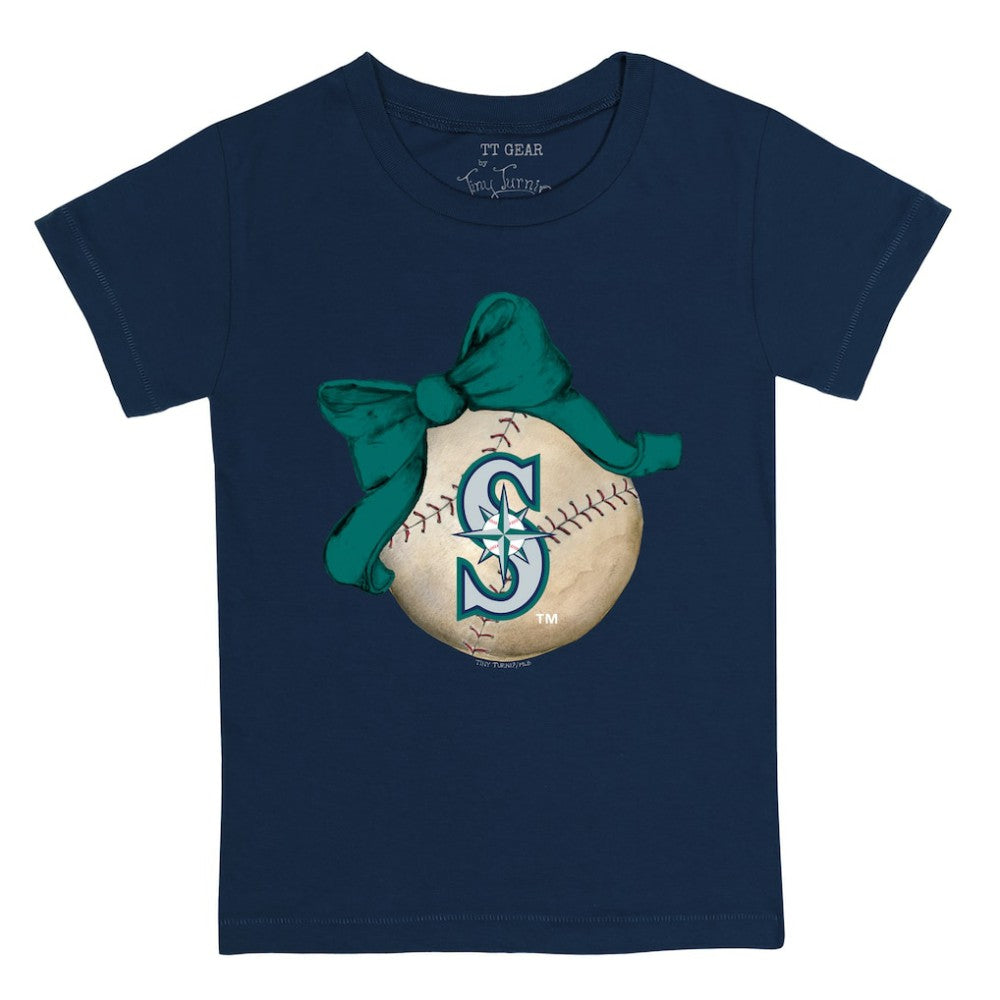 Seattle Mariners Tiny Turnip Youth Baseball Bow T-Shirt | MLB Sale
