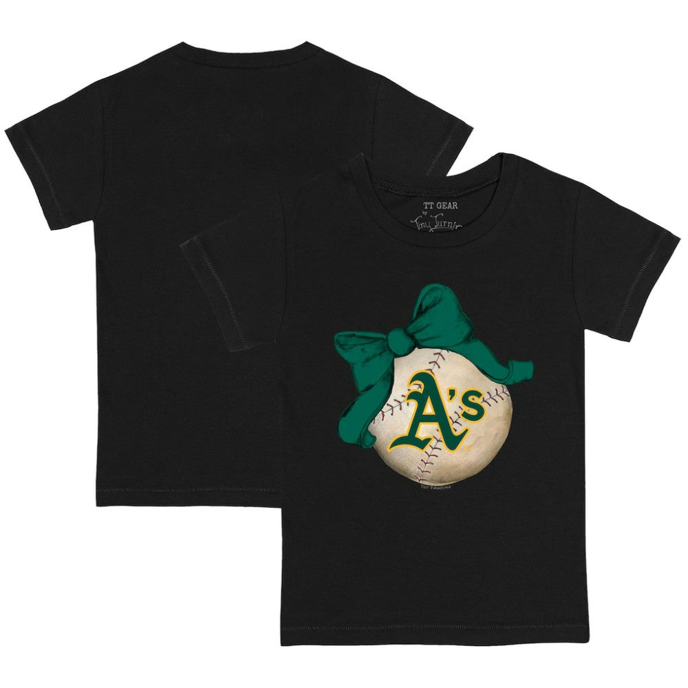 Athletics Tiny Turnip Youth Baseball Bow T-Shirt | MLB Discount