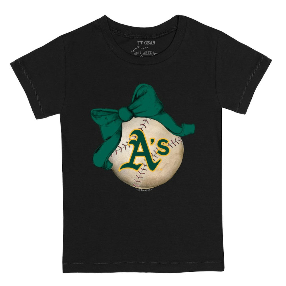 Athletics Tiny Turnip Youth Baseball Bow T-Shirt | MLB Discount