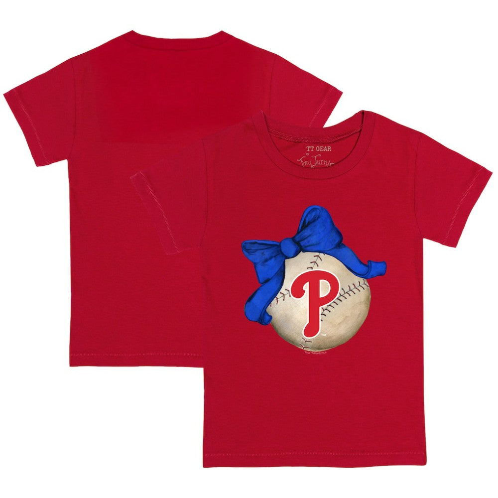 Philadelphia Phillies Tiny Turnip Youth Baseball Bow T-Shirt | MLB Discount