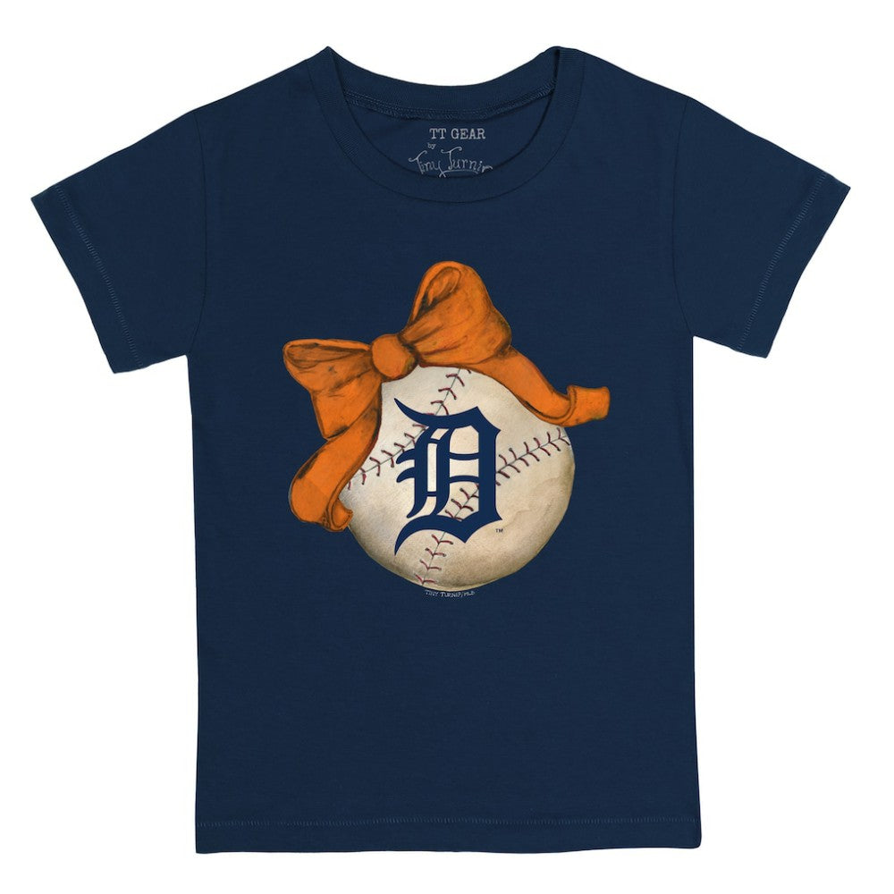 Detroit Tigers Tiny Turnip Youth Baseball Bow T-Shirt | MLB Outlet