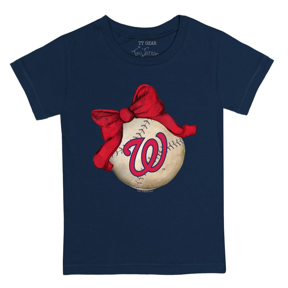Washington Nationals Tiny Turnip Youth Baseball Bow T-Shirt | MLB New