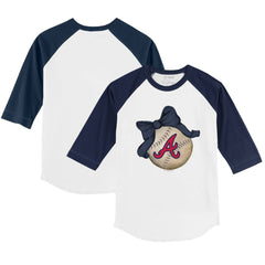 Atlanta Braves Tiny Turnip Youth Baseball Bow 3/4-Sleeve Raglan T-Shirt | MLB Near me