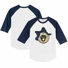 Milwaukee Brewers Tiny Turnip Youth Baseball Bow 3/4-Sleeve Raglan T-Shirt | MLB Discount