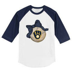 Milwaukee Brewers Tiny Turnip Youth Baseball Bow 3/4-Sleeve Raglan T-Shirt | MLB Discount