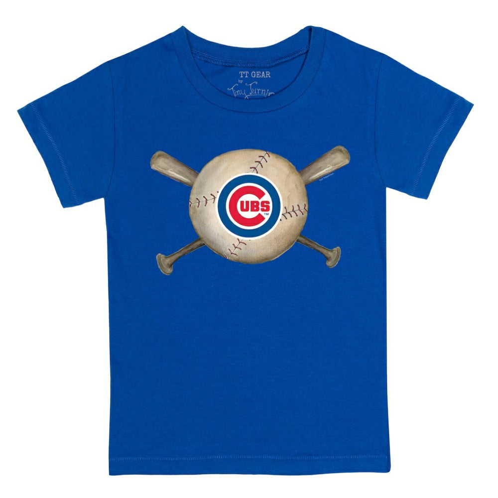 Chicago Cubs Tiny Turnip Youth Baseball Cross Bats T-Shirt | MLB On Sale