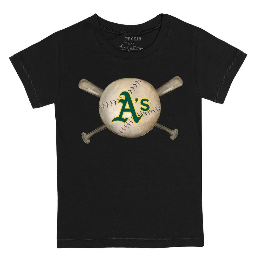 Athletics Tiny Turnip Youth Baseball Cross Bats T-Shirt | MLB On Sale