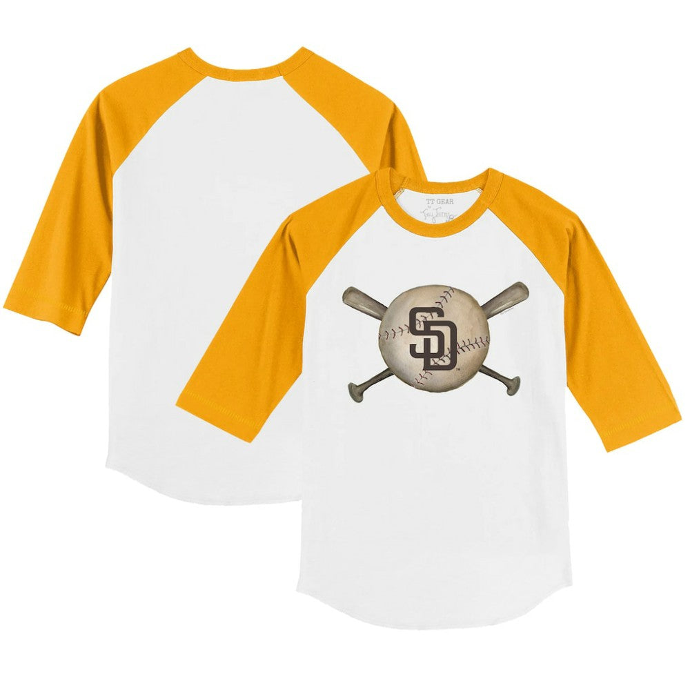 San Diego Padres Tiny Turnip Youth Baseball Cross Bats 3/4-Sleeve Raglan T-Shirt | MLB Discount