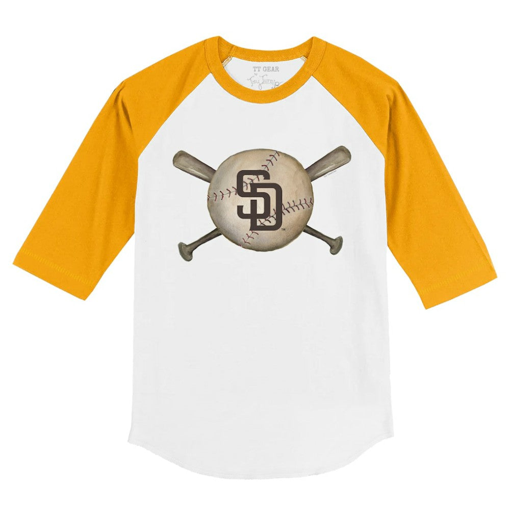 San Diego Padres Tiny Turnip Youth Baseball Cross Bats 3/4-Sleeve Raglan T-Shirt | MLB Discount