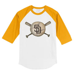 San Diego Padres Tiny Turnip Youth Baseball Cross Bats 3/4-Sleeve Raglan T-Shirt | MLB Discount