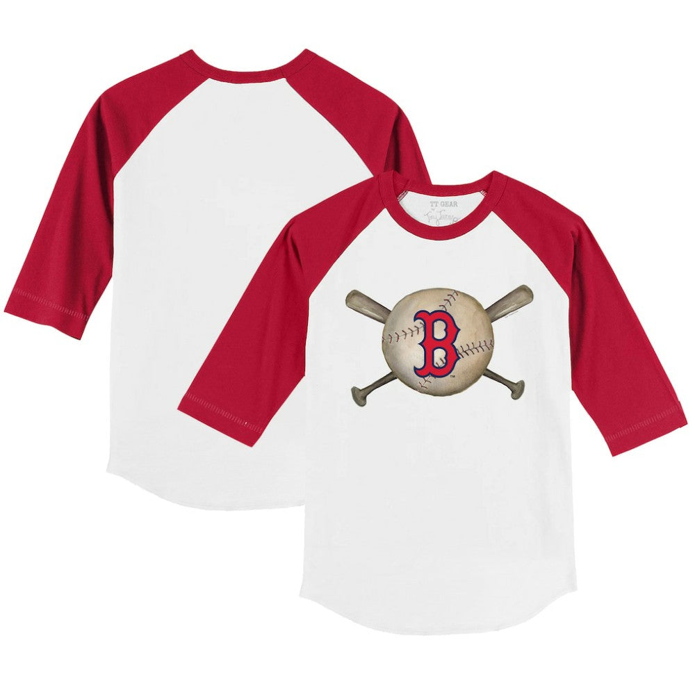 Boston Red Sox Tiny Turnip Youth Baseball Cross Bats 3/4-Sleeve Raglan T-Shirt | MLB On Sale