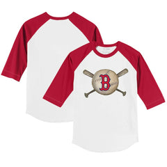 Boston Red Sox Tiny Turnip Youth Baseball Cross Bats 3/4-Sleeve Raglan T-Shirt | MLB On Sale
