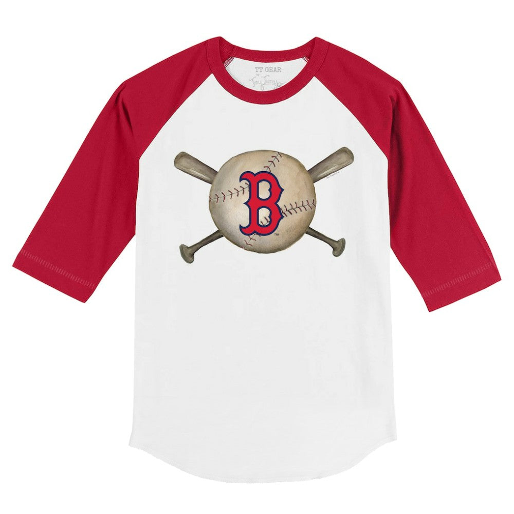 Boston Red Sox Tiny Turnip Youth Baseball Cross Bats 3/4-Sleeve Raglan T-Shirt | MLB On Sale