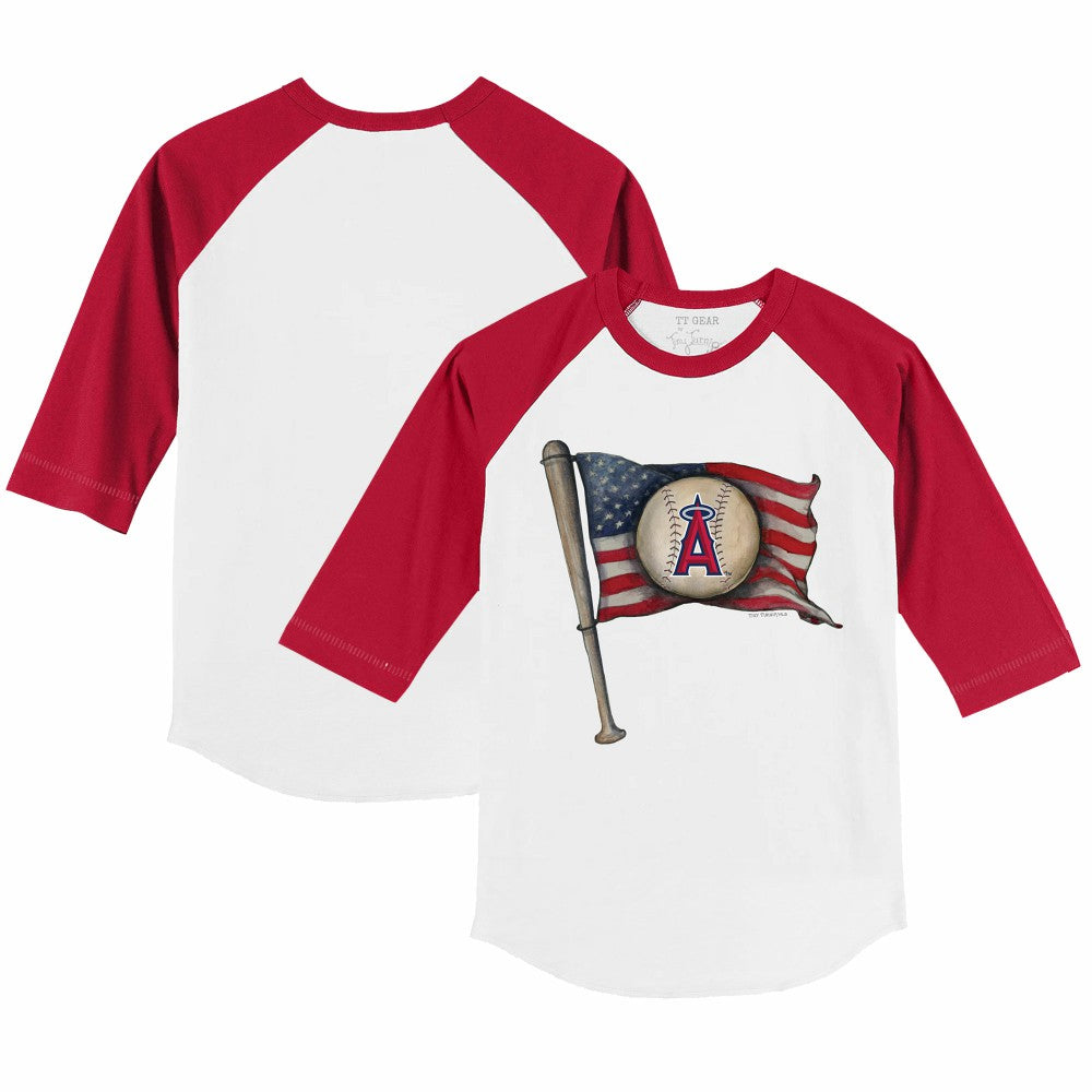 Los Angeles Angels Tiny Turnip Youth Baseball Flag 3/4-Sleeve Raglan T-Shirt | MLB For sale