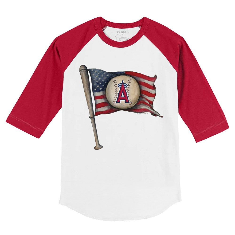 Los Angeles Angels Tiny Turnip Youth Baseball Flag 3/4-Sleeve Raglan T-Shirt | MLB For sale