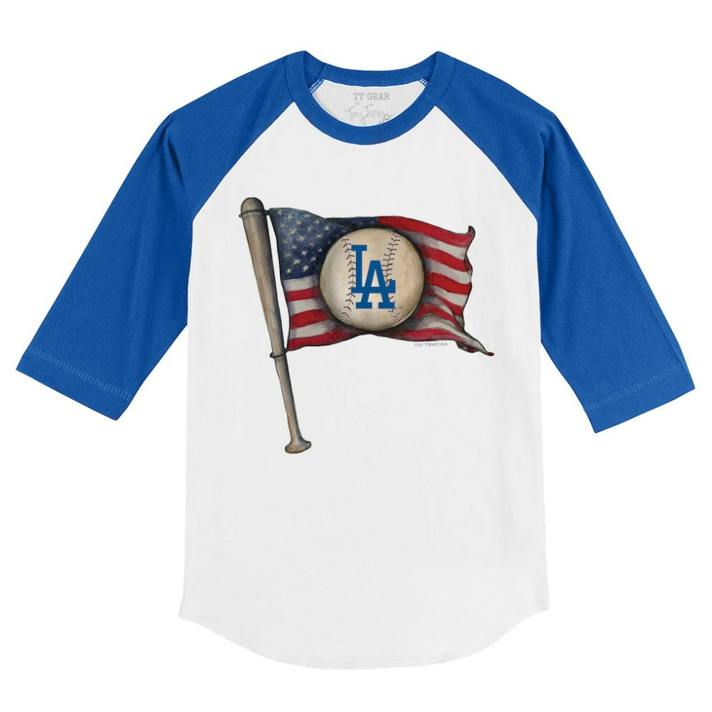Los Angeles Dodgers Tiny Turnip Youth Baseball Flag 3/4-Sleeve Raglan T-Shirt | MLB Shop