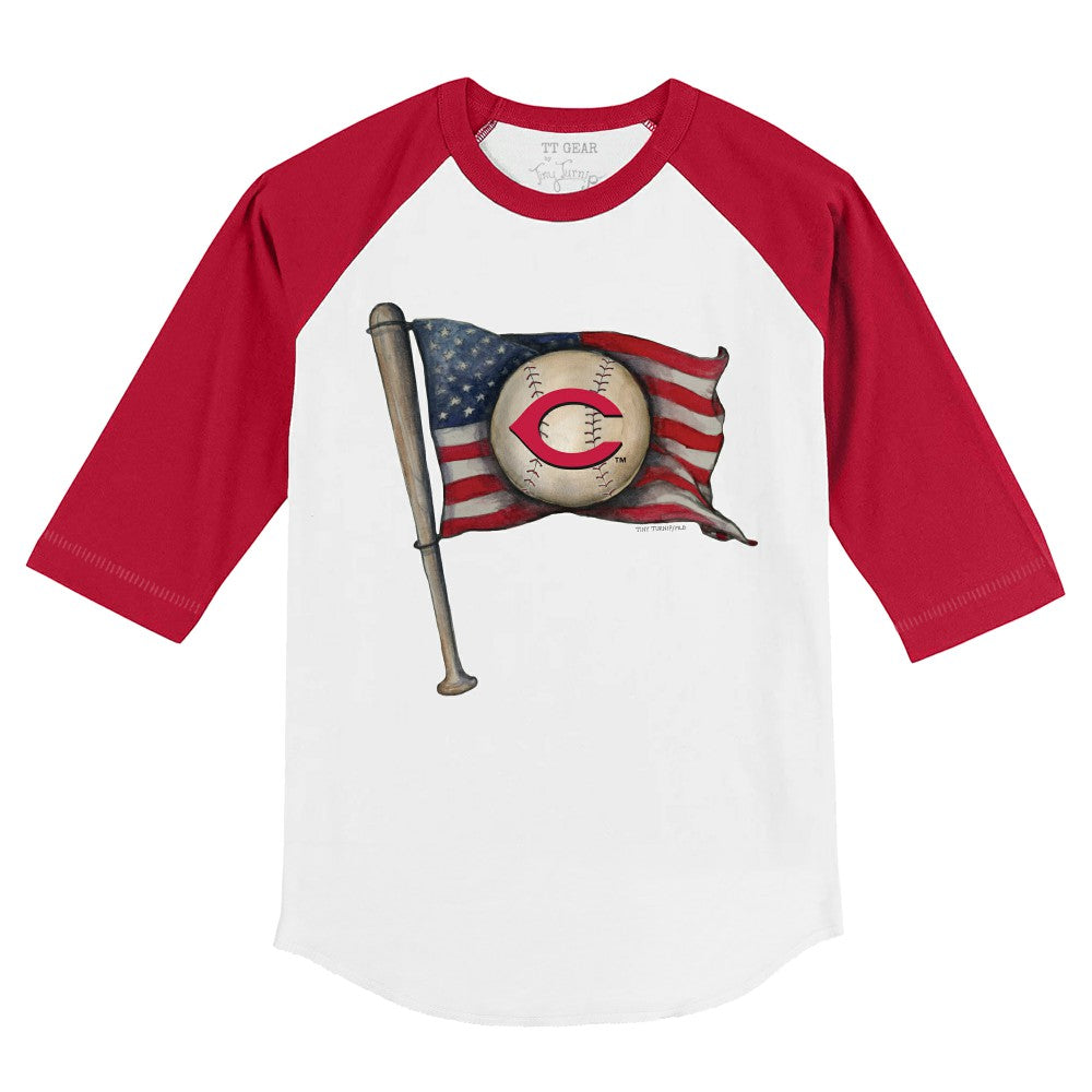 Cincinnati Reds Tiny Turnip Youth Baseball Flag 3/4-Sleeve Raglan T-Shirt | MLB Discount