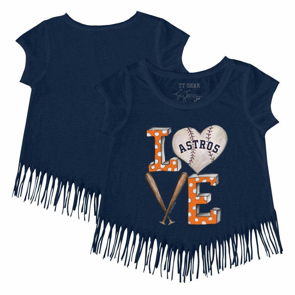 Houston Astros Tiny Turnip Girls Youth Baseball Love Fringe T-Shirt | MLB For sale