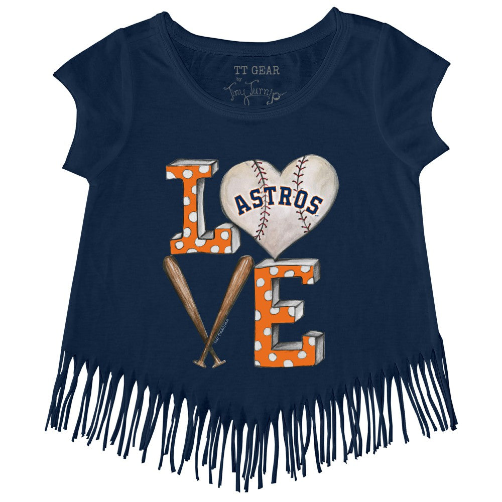 Houston Astros Tiny Turnip Girls Youth Baseball Love Fringe T-Shirt | MLB For sale