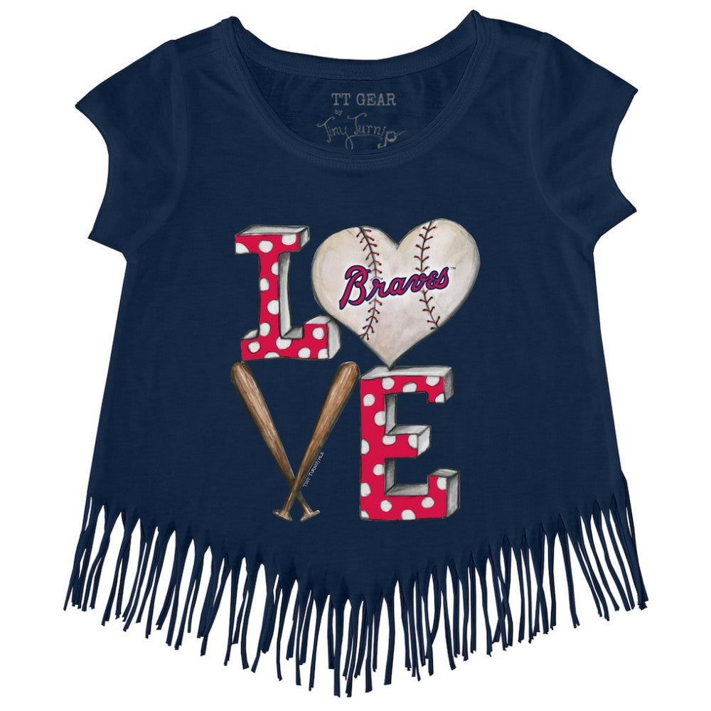 Atlanta Braves Tiny Turnip Girls Youth Baseball Love Fringe T-Shirt | MLB Shop