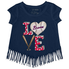 Atlanta Braves Tiny Turnip Girls Youth Baseball Love Fringe T-Shirt | MLB Shop