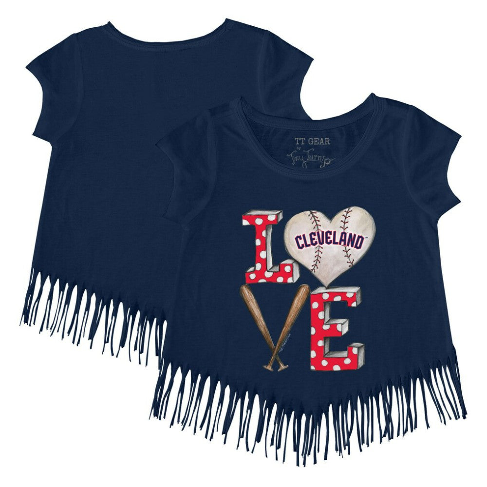 Cleveland Guardians Tiny Turnip Girls Youth Baseball Love Fringe T-Shirt | MLB New
