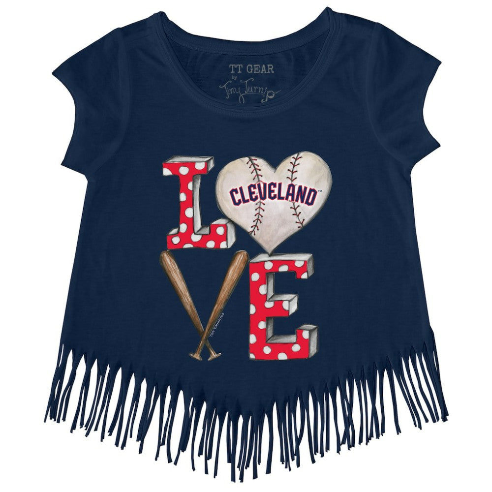 Cleveland Guardians Tiny Turnip Girls Youth Baseball Love Fringe T-Shirt | MLB New